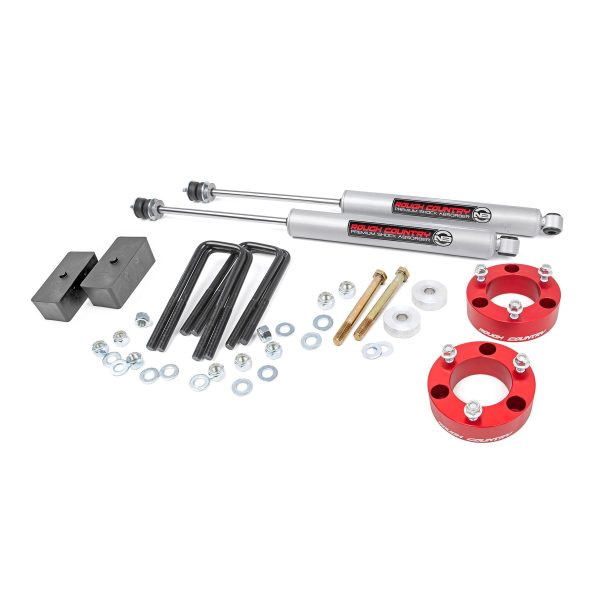 Rough Country 3 Inch Lift Kit - Red Spacer - Toyota Tacoma 2WD 4WD (2005-2023)