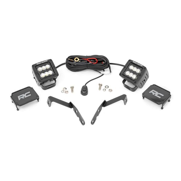 LED Light Kit - Ditch Mount - 2" Black Pair - Flood - Chevy 1500 & Chevy GMC 2500HD 3500HD (07-14)