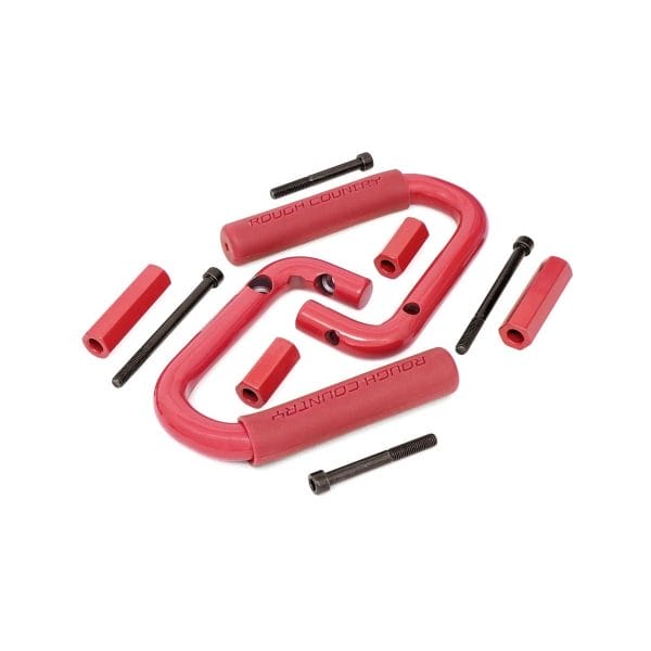 Rough Country Grab Handles - Steel - Front - Red - Jeep Wrangler JK (2007-2018)