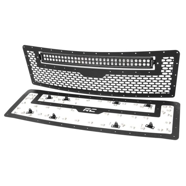 Rough Country Mesh Grille - 30 in Dual Row LED - Black - Ford F-150 2WD 4WD (09-14)