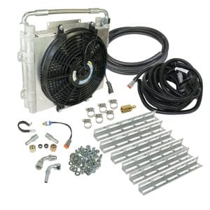 BD Xtrude Transmission Cooler with Fan - Double Stacked Complete Kit 1/2in Lines