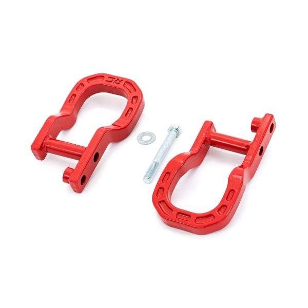 Rough Country Tow Hooks - Forged - Red - Chevy Silverado 1500 2WD 4WD (2014-2018)