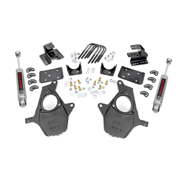 2 Inch Lowering Kit - 4 Inch Rear Lowering - Alum Stamped Knuckle - Chevy GMC 1500 (14-18)