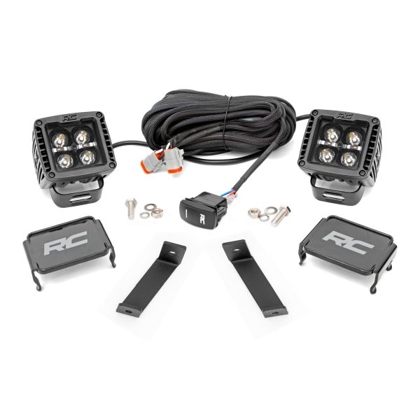 LED Light Kit - Ditch Mount - 2" Black Pair - White DRL - Jeep Cherokee KL (14-21)