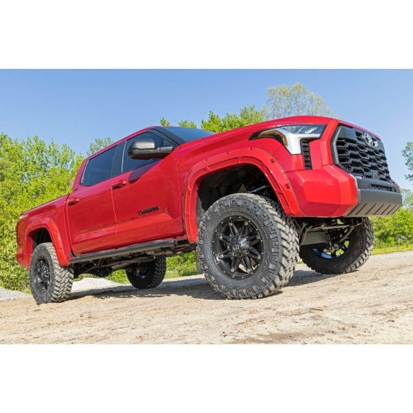 Rough Country Oval Nerf Steps - Crew Cab - Black - Toyota Tundra 2WD 4WD (22-23)