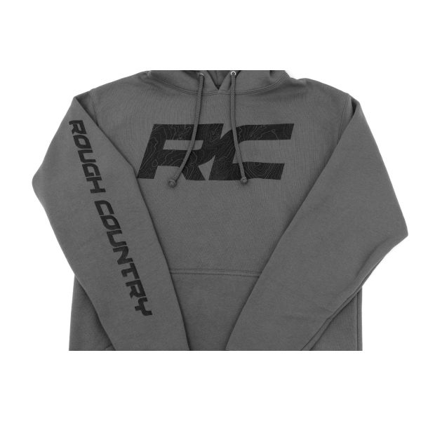 Rough Country Hoodie - RC Topographical Sleeve - Charcoal - SM