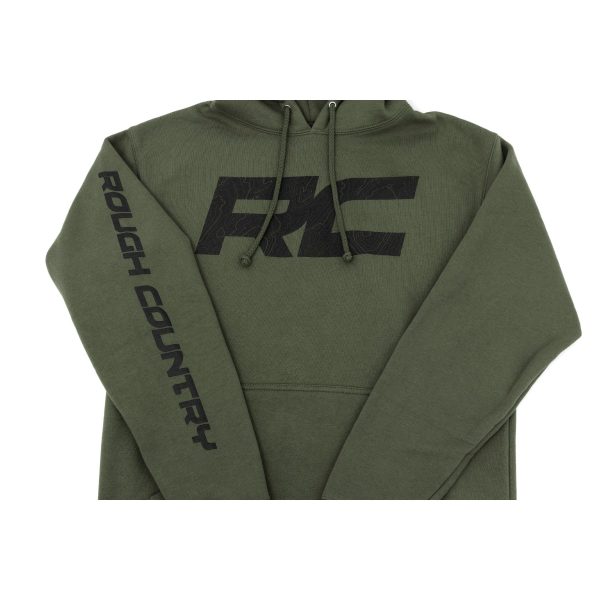 Rough Country Hoodie - RC Topographical Sleeve - Army Green - SM