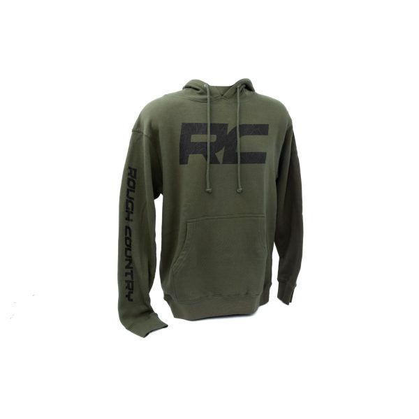 Rough Country Hoodie - RC Topographical Sleeve - Army Green - SM