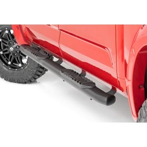 Rough Country Oval Nerf Steps - Crew Cab - Black - Toyota Tundra 2WD 4WD (22-23)