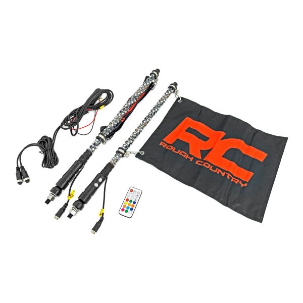 Rough Country LED Light Whip Kit - 2 ft - Multi-Color - 2-pc