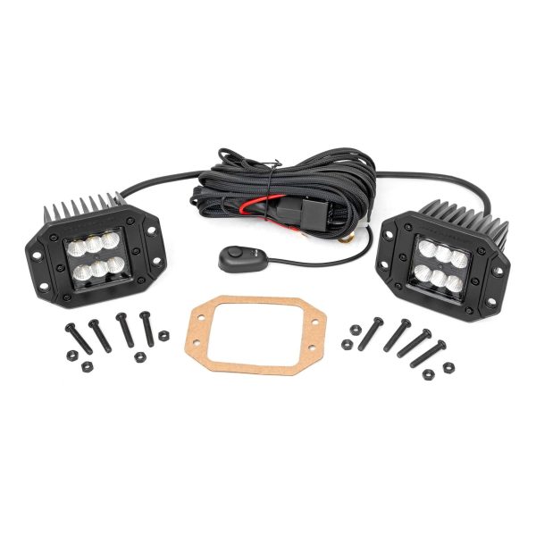 Rough Country Black Series LED - 2 in Pair - Flood - Flush Mount