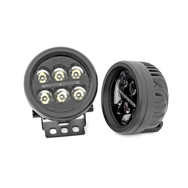 Rough Country Black Series Round LED Light Pair - 3.5 Inch - Amber DRL