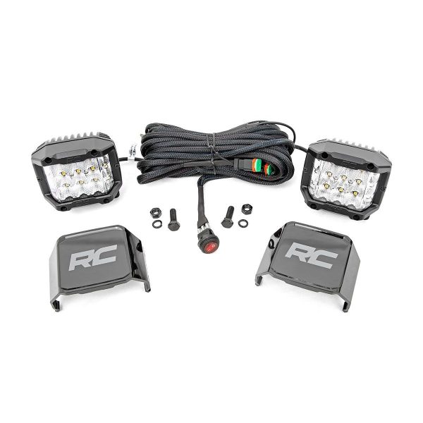 Rough Country Chrome Series LED Light Pair - 3 Inch - Wide Angle Osram