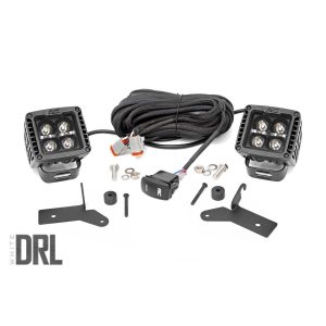 Jeep 2-inch LED Lower Windshield Kit (18-21 Wrangler JL, 20-21 Gladiator JT - Black-Series w White DRL)