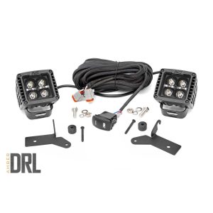 Jeep 2-inch LED Lower Windshield Kit (18-21 Wrangler JL, 20-21 Gladiator JT - Black-Series w Amber DRL)