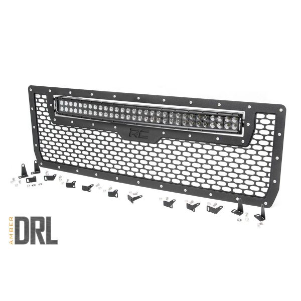 Mesh Grille - 30" Dual Row LED - Black - Amber DRL - GMC Sierra 1500 (14-15)