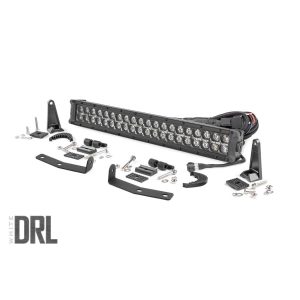 LED Light Kit - Bumper Mount - 20" Black Dual Row - White DRL - Nissan Titan XD (16-23)