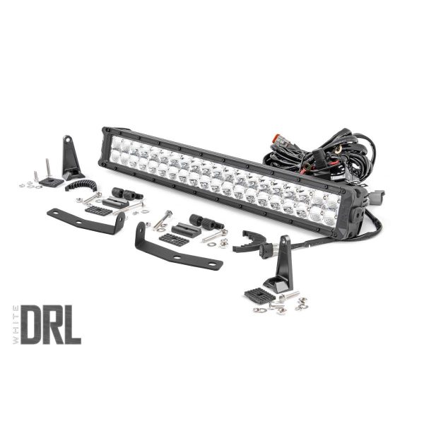 LED Light Kit - Bumper Mount - 20" Chrome Dual Row - White DRL - Nissan Titan XD (16-23)