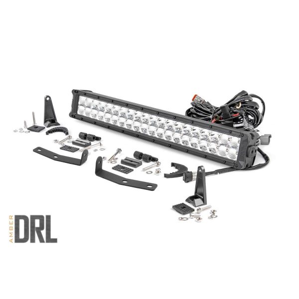 LED Light Kit - Bumper Mount - 20" Chrome Dual Row - Amber DRL - Nissan Titan XD (16-23)