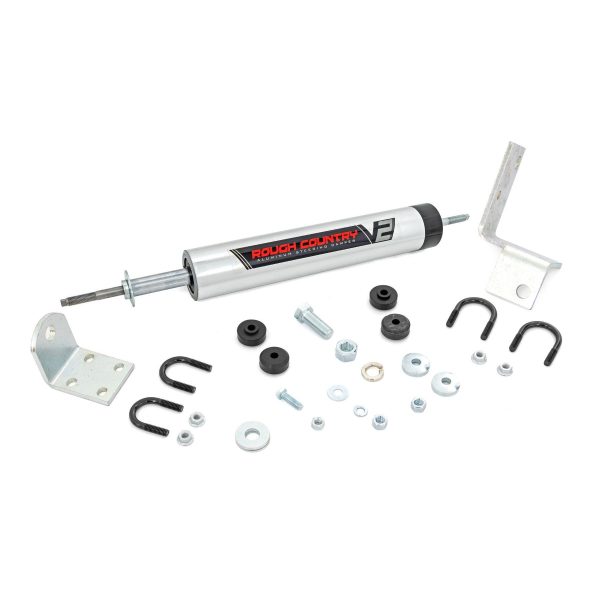 Rough Country V2 Steering Stabilizer - 0-3 Inch Lift - Chevy GMC 1500 Truck SUV Yukon (92-06)