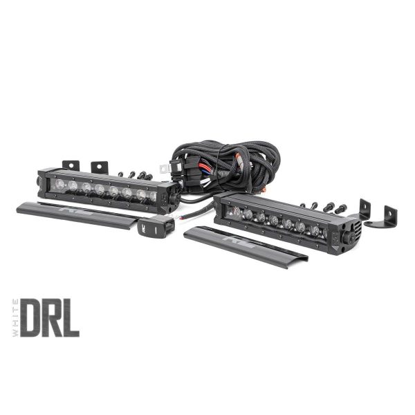 Rough Country Black Series LED Light Bar - Cool White DRL - 8 Inch - Single Row Pair