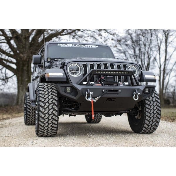 Rough Country Front Winch Bumper - Jeep Gladiator JT Wrangler 4xe Wrangler JK Wrangler JL