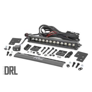 LED Light - Bumper Mount - 12" Black Single Row - White DRL - Polaris Ranger XP 1000 1000 Crew