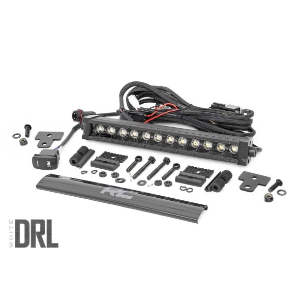 LED Light - Bumper Mount - 12" Black Single Row - White DRL - Can-Am Defender HD 8 HD 9 HD 10