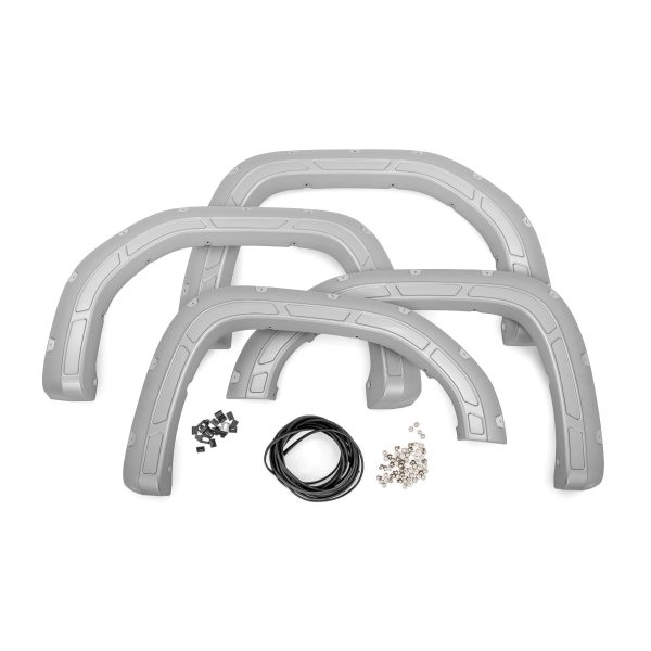 Rough Country Defender Pocket Fender Flares - Silver - GMC Sierra 1500 (19-23)