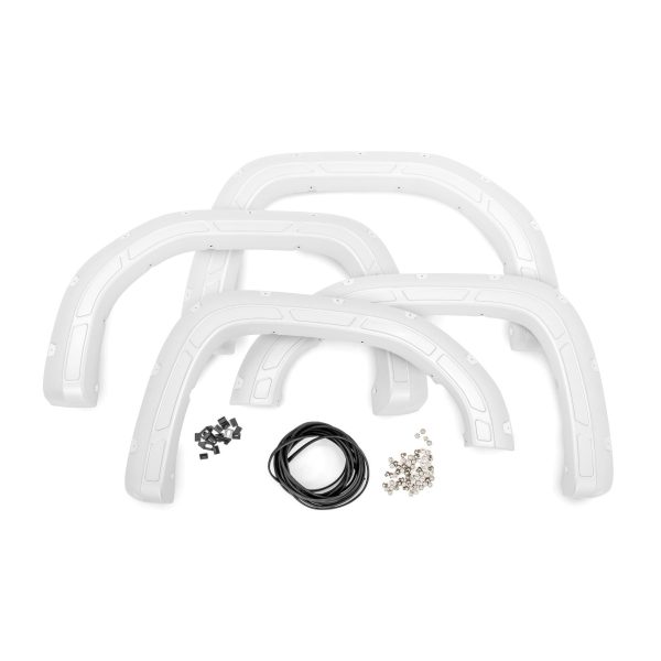 Rough Country Defender Pocket Fender Flares - White - GMC Sierra 1500 (19-23)