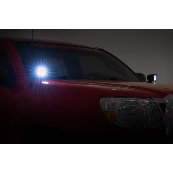 LED Light Kit - Ditch Mount - 2" Black Pair - Amber DRL - Toyota Tacoma (05-15)