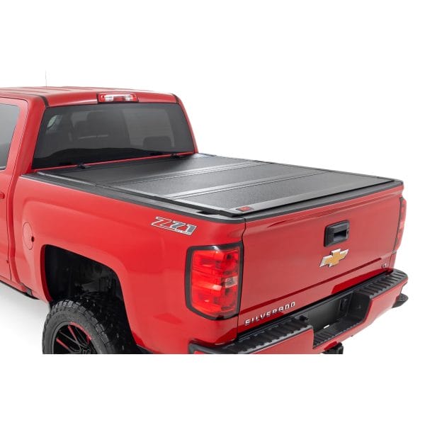 Hard Tri-Fold Flip Up Bed Cover - 6'7" Bed - Rail Cap - Chevy GMC 1500 2500HD 3500HD (14-19)