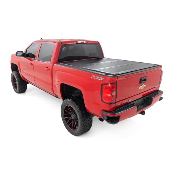 Hard Tri-Fold Flip Up Bed Cover - 6'7" Bed - Rail Cap - Chevy GMC 1500 2500HD 3500HD (14-19)