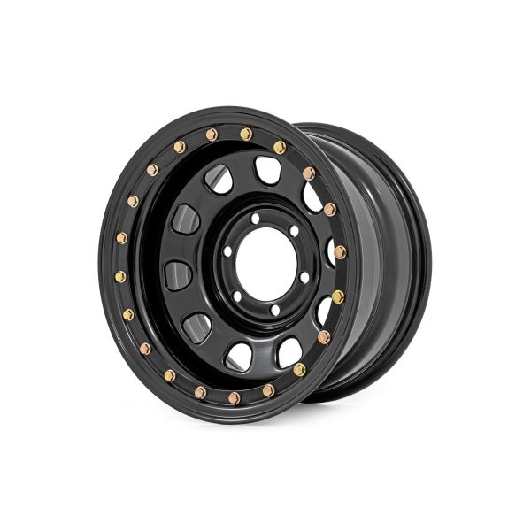 Steel Simulated Bead Lock Wheel - Black - 16x8 - 6x5.5 - 4.25 Bore - -12