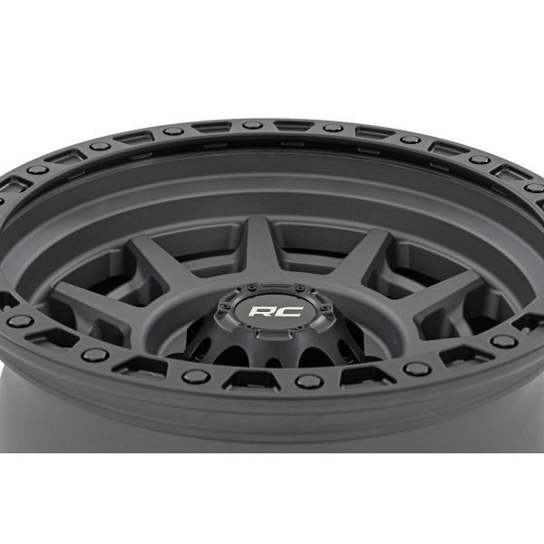 Rough Country 85 Series Wheel - Simulated Beadlock - Gunmetal Gray Black - 17x9 - 5x4.5 - -12mm