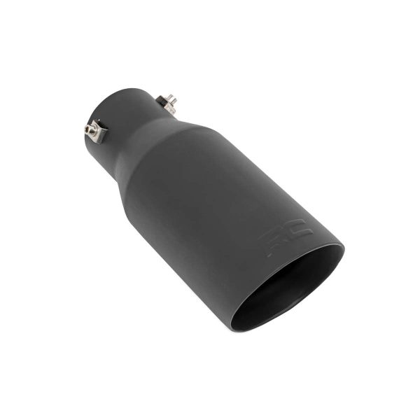 Rough Country Exhaust Tip - Black - RC Logo - 2.5-3 Inch Pipe