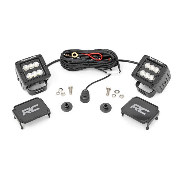 LED Light Kit - Ditch Mount - 2" Black Pair - Flood Pattern - Ford Bronco (21-23)