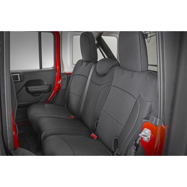 Rough Country Seat Covers - Front and Rear w Armrest - Jeep Wrangler JL (18-23)