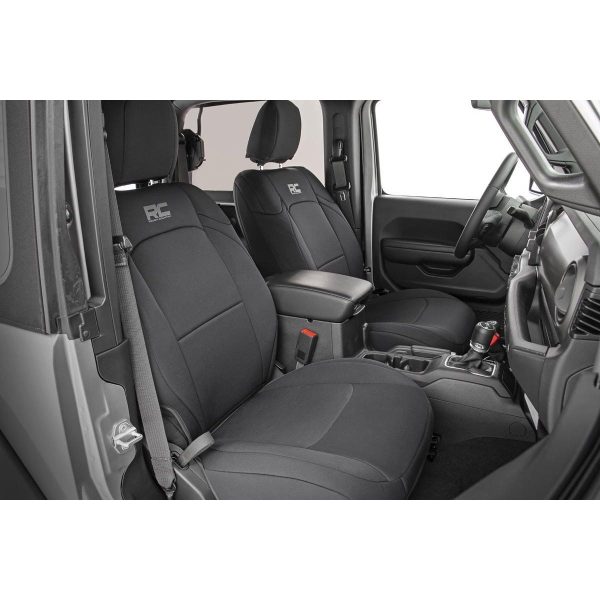 Rough Country Seat Covers - Front and Rear w Armrest - Jeep Wrangler JL (18-23)