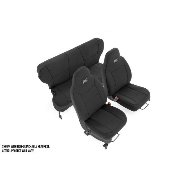 Rough Country Seat Covers - Detachable Headrest FR & RR - Jeep Cherokee XJ (97-01)