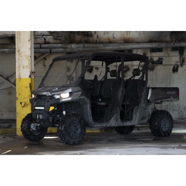 LED Light - Bumper Mount - 12" Black Single Row - White DRL - Can-Am Defender HD 8 HD 9 HD 10