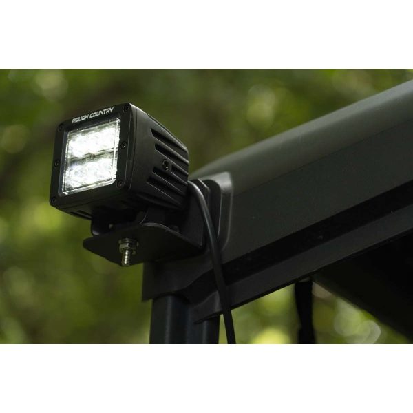 LED Light - Cab Mount - 2" Black Pair - Flood - Can-Am Defender HD 5 HD 8 HD 9 HD 10