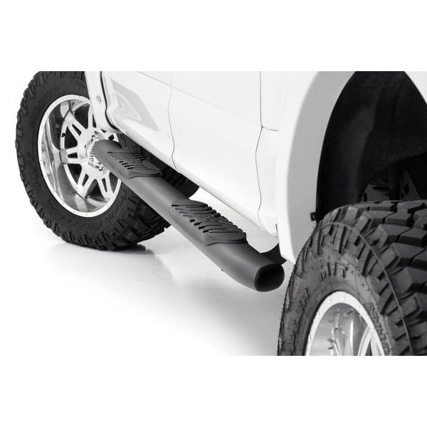 Rough Country Oval Nerf Step - Crew Cab - Black - Ford F-150 (15-23) F-150 Lightning (2022)