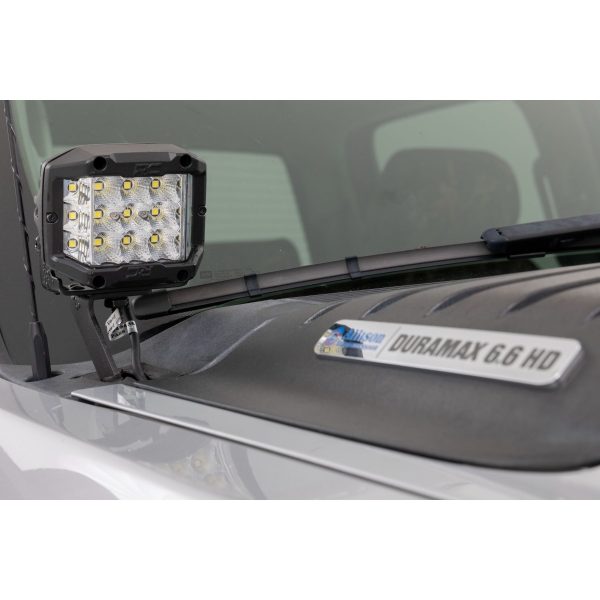 LED Light Kit - Ditch Mount - 2" Black Pair - Flood - Chevy 1500 & Chevy GMC 2500HD 3500HD (07-14)