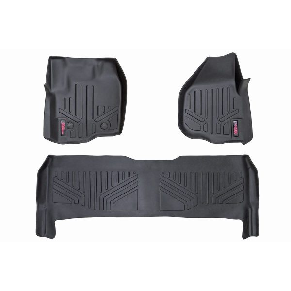 Rough Country Floor Mats - FR & RR - Raised FR Pedal - Ford Super Duty (12-16)