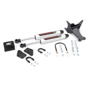 Rough Country V2 Steering Stabilizer - Dual - 2-8 Inch Lift - Ford Super Duty (05-22)