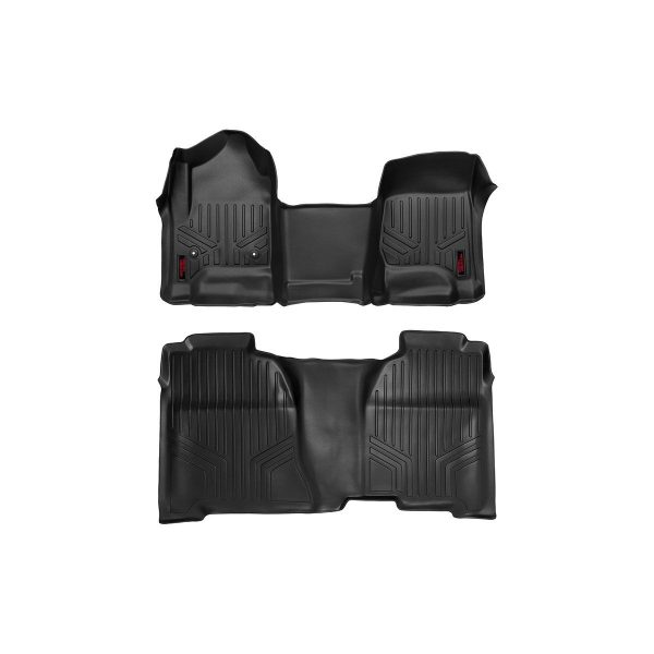 Rough Country Floor Mats - FR & RR - OV Hump - Crew - Chevy GMC 1500 2500HD 3500HD 2WD 4WD