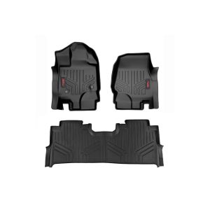 Rough Country Floor Mats - FR and RR - FR Buckets - w Factory Under Seat Storage Ford F-150 2WD 4WD (2015-2023)