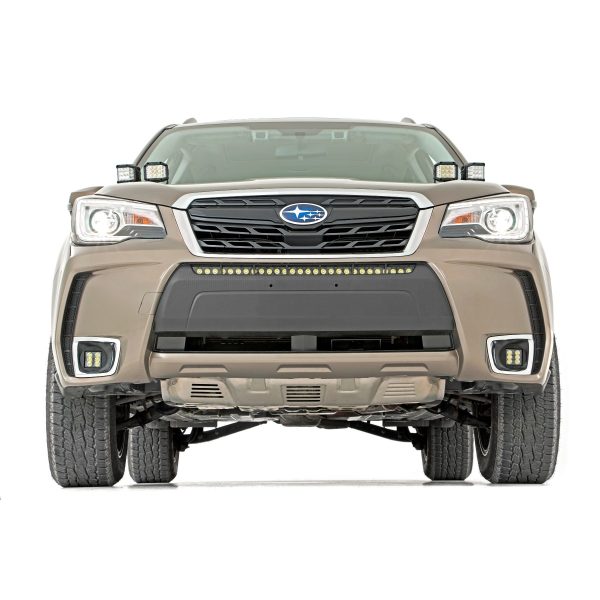 Rough Country LED Light - Bumper Mount - 30 in Black Single Row - White DRL - Subaru Forester (14-18)