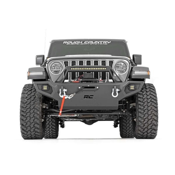 Rough Country Front Winch Bumper - Jeep Gladiator JT Wrangler 4xe Wrangler JK Wrangler JL